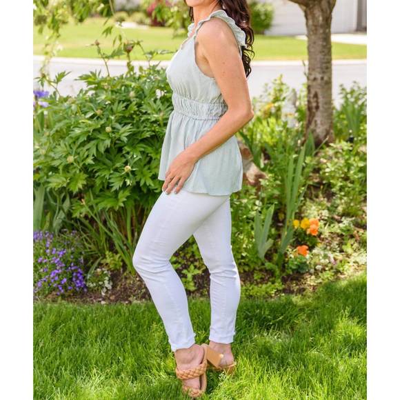 NEW 143 STORY backyard picnic top in green/white gingham print - Picture 2 of 6